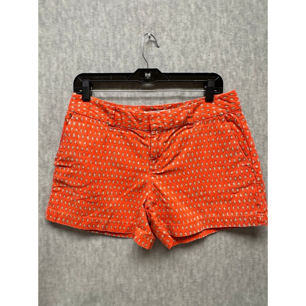 Ann Taylor LOFT Shorts Womens 4 Orange Ikat Pattern Pockets Mid Rise